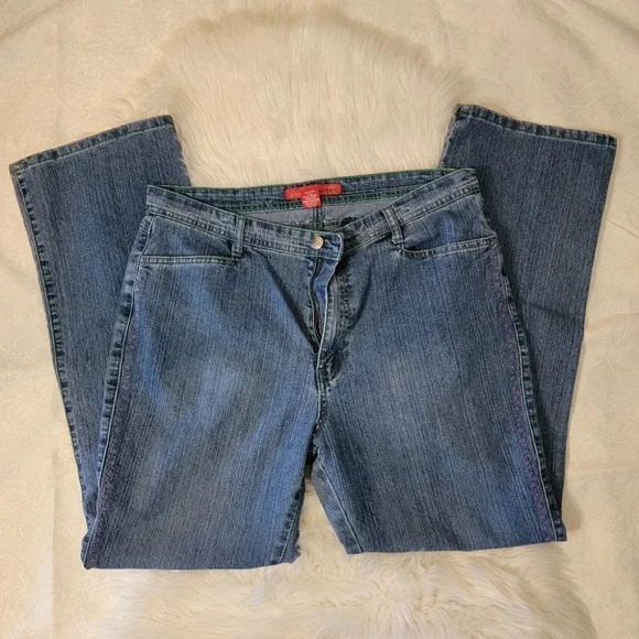 COSMOPOLITAN Jeanswear Embellished Blue Jeans Womens Bootcut Denim Size 16 - Picture 3 of 5